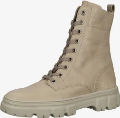 Paul Green Enkellaarsjes Veterlaarsjes Dames Lichtbeige