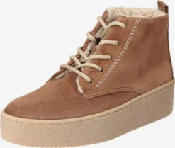 Paul Green Enkellaarsjes Veterlaarsjes Dames Lichtbruin