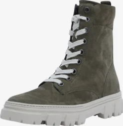 Paul Green Enkellaarsjes Veterlaarsjes Dames Olijfgroen
