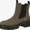 Paul Green Enkellaarsjes Chelsea Boots Dames Olijfgroen
