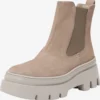 Paul Green Enkellaarsjes Chelsea Boots Dames Beige / Donkerbeige